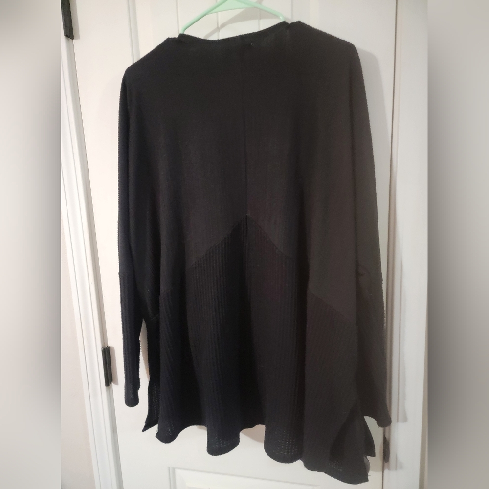 Black Open Front Women's Sweater - Picture 2 of 2